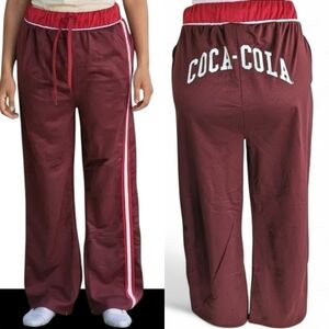 Coca-Cola Striped Track Pant Joggers in Burgundy and Red Size Small NWT